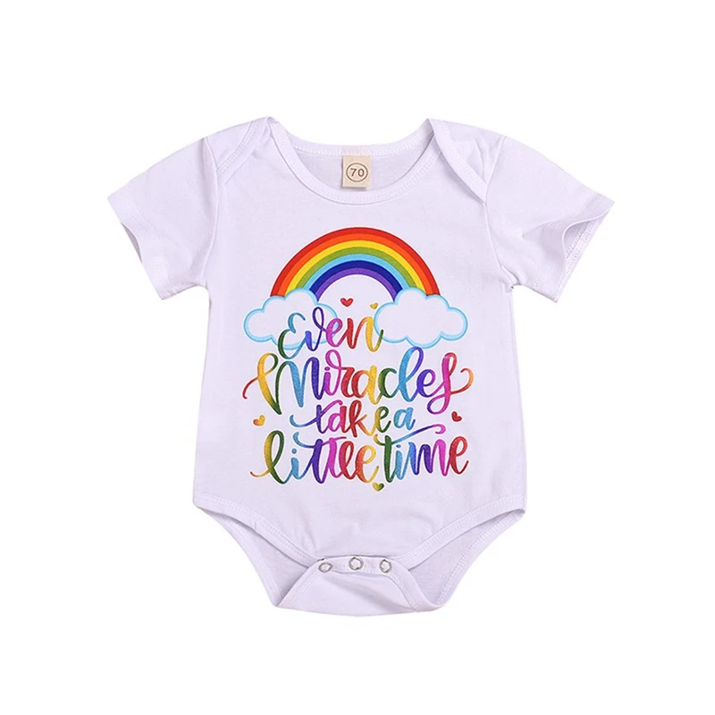 

Infant Baby Girls Rainbow Letter Print Short Sleeve Rompers Kids Jumpsuit Newborn Clothes