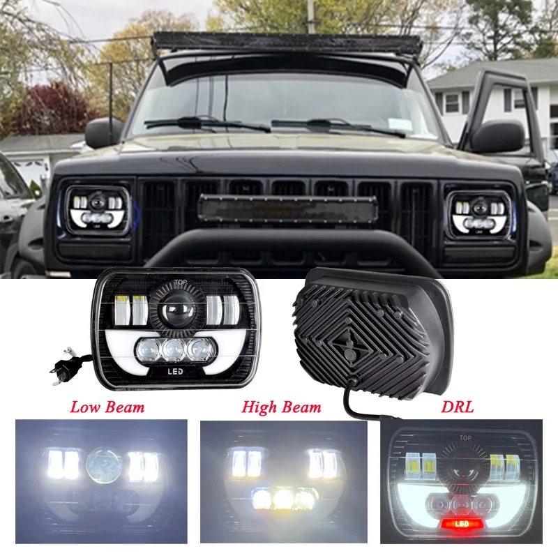 Светодиодная фара CREK для пикапа Wrangler YJ Cherokee XJ передняя дальнего и ближнего света