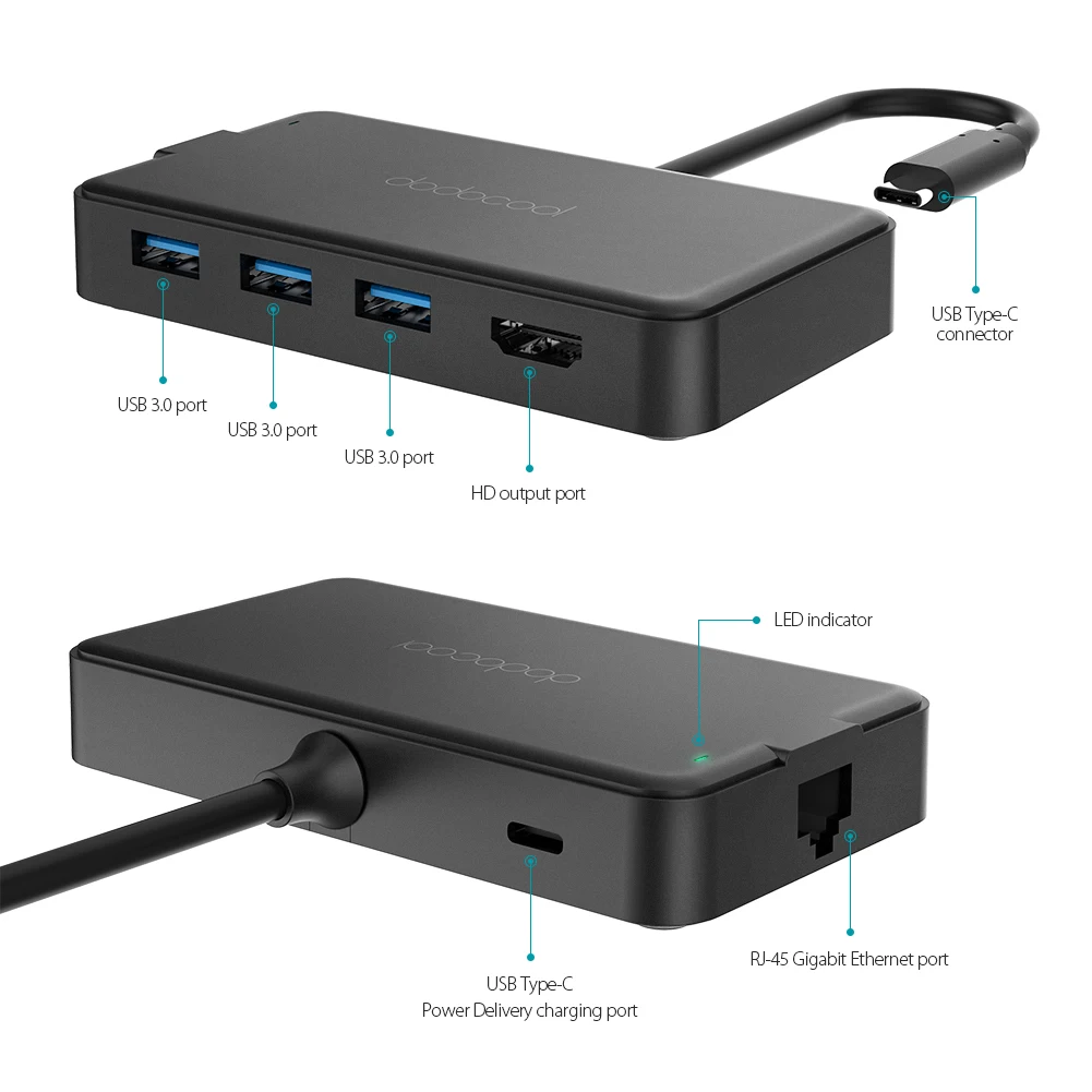 dodocool 6-in-1 usb-c hub type-c 4K video HD 1000Mbps rj45 gigabit ethernet adapter usb 3.0 2.0 hub for Laptops TV MacBook Pro dodocool 6-in-1 usb-c hub type-c 4K video HD 1000Mbps rj45 gigabit ethernet adapter usb 3.0 2.0 hub for Laptops TV MacBook Pro