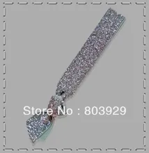 Elástico Prata Glitter Cabelo Ribbon Ties 5/8 “Fita De Veludo Metálico Laço de Cabelo Menina Laço de Cabelo