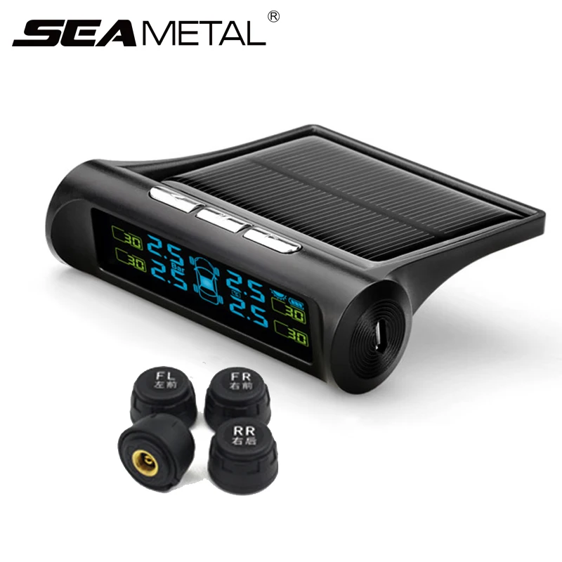 

TPMS Car Wireless Tire Pressure Monitoring System Solar Power Charging Digital LCD Display Auto Security Alarm Sy Sensor For KIA