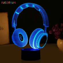 3D светодиодный USB Ночник Новинка подарочные наушники 3D декоративные огни светодиодный цветной сенсорный кнопочный Настольный светильник