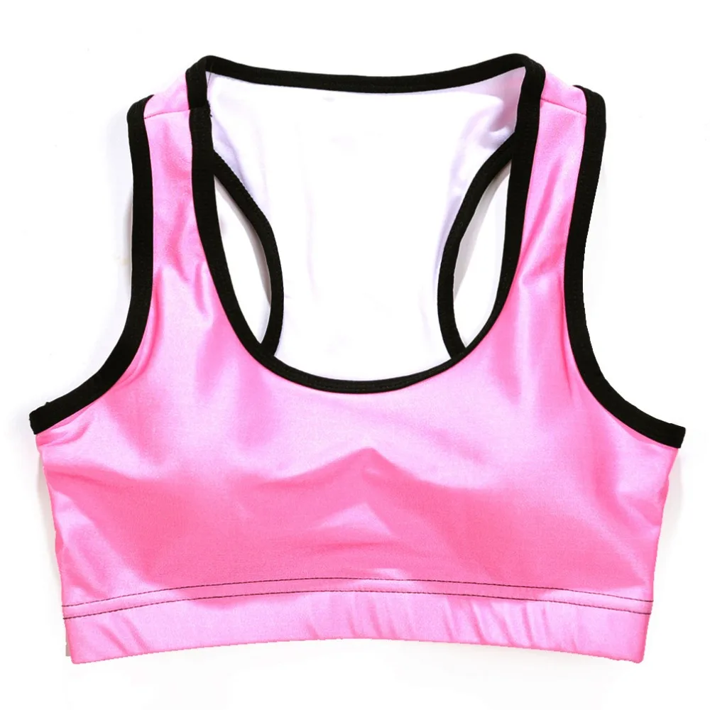 

Women Padded Top 3D printing Bra Fitness No rims Bra Stretch workout bustier crop top Simple solid color candy pink Bra