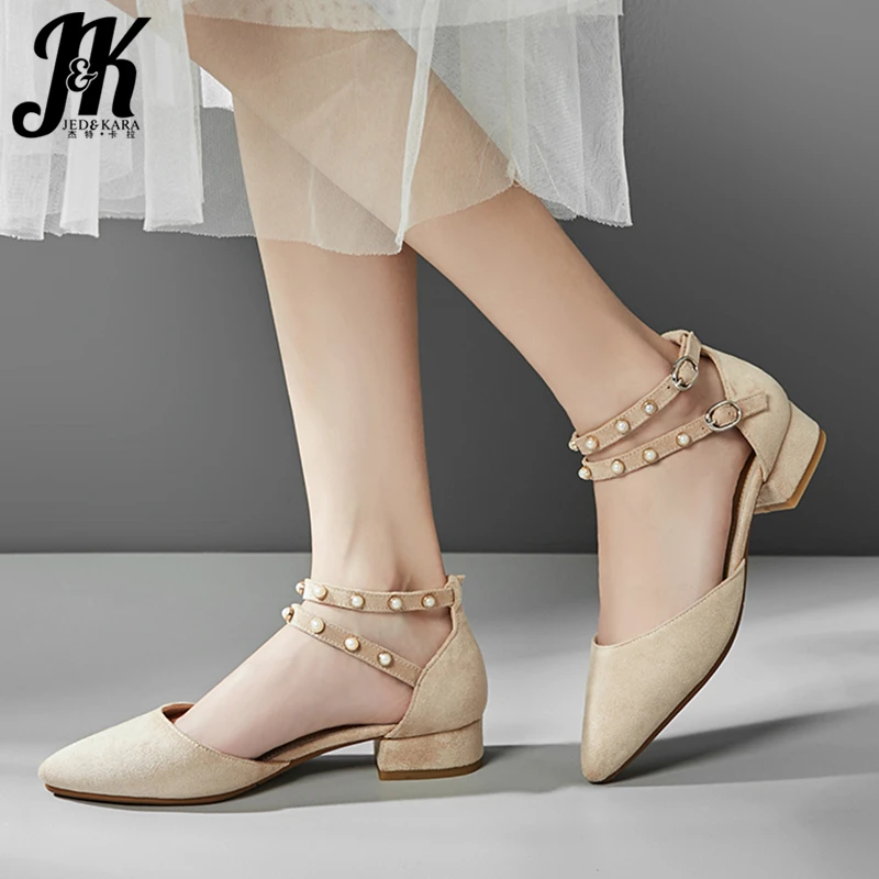 JK sandalias bajas para mujer 2019, sandalias con correa en el tobillo para Nueva Perla, zapatos de vestir para mujer, zapatos de punta estrecha para verano para mujer|Sandalias de mujer| -