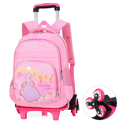 GRADE 2-6 Kids Trolley Schoolbag Luggage Book Bags boys girls Backpack Latest Removable Children School Bags 2/6 Wheels - Цвет: DD121106PI1