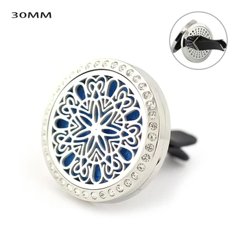 

30mm Christmas Cut Flowers Magnetics Diffuser Stainless Steel Car Aromatherapy Locket Essential Oil Car Diffuser