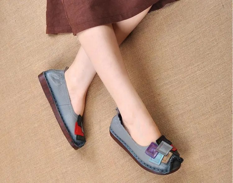 2018 Fashion Women Shoes Genuine Leather Loafers Women Mixed Colors Casual shoes Handmade Soft Comfortable Shoes Women Flats NEW (8)