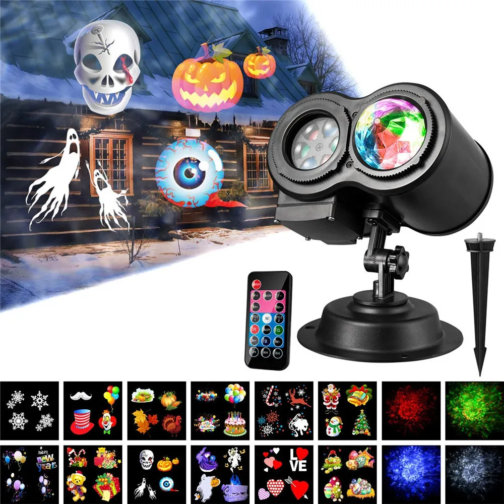 

LED Light Projector Remote Control Colorful Flowing Water Ripple Effects 12 Slides for Halloween Christmas Parties Patio Yard