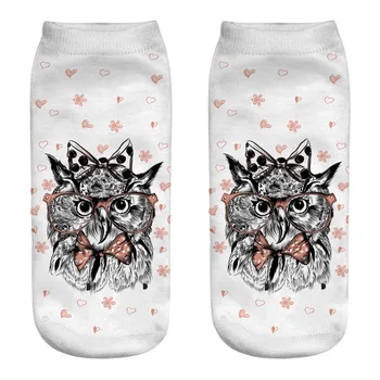 

Casual Business Work socks women men Cotton Socks 3D owl Printing short Socks dames sokken