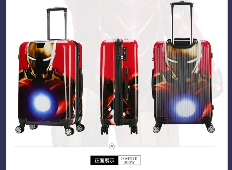 ZYJ Kids Iron Man Captain America Travel Rolling Luggage Cartoon Spiderman Batman Spiderman Suitcase Airplane Trolley Luggage (15)