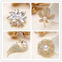 

Leaves flowers peacocks Stone Leaf Brooches Pins Vintage natural Pearl Women Brooch Wedding Accessories Jewelry WENSXZ