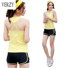 New 3 colors Two-piece Women Yoga Sets Vest Shorts Solid Sportswear Breathable Fitness Clothes Yoga Suit for Girls U-neck Gym