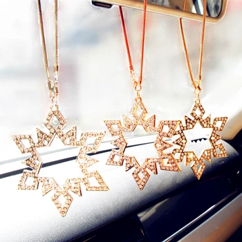 

New Stars Car Ornaments Diamond Hexagram Stainless Snowflake Shape Metallic Auto Interior Ornaments Accessories For Women Girls