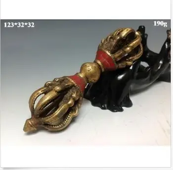 

China Old Tibetan Buddhism Bronze Turquoise Buddhist Tool Hand Vajra Dorje