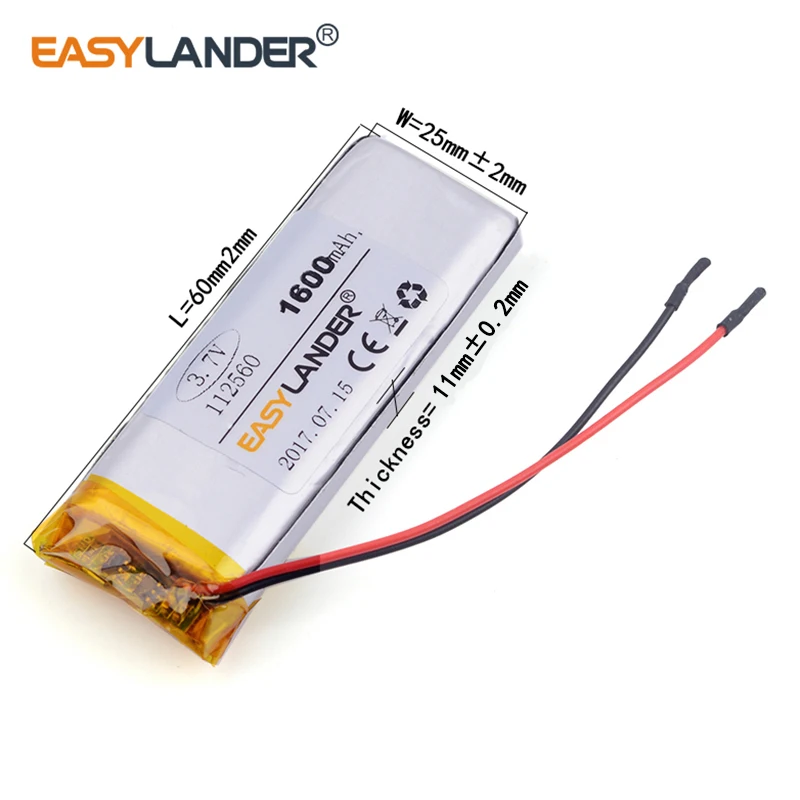 112560 3 7 V 1600 mAh литий полимерная батарея для DVR MP4 MP5 сотовый телефон динамик MP3 power bank