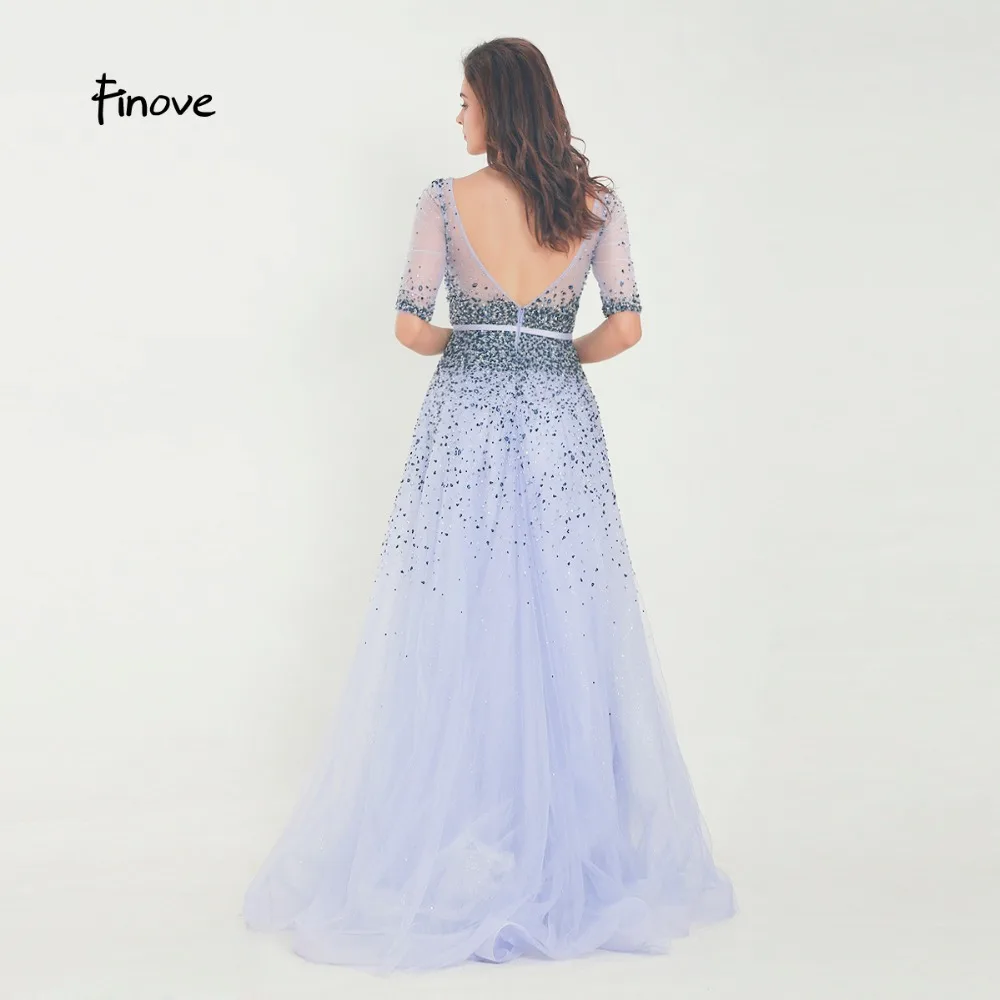 Finove вечернее платье длинное полностью вышитое бисером элегантное с длинными рукавами алиновое с глубокой спинкой в пол официальное вечернее платье Robe de soiree