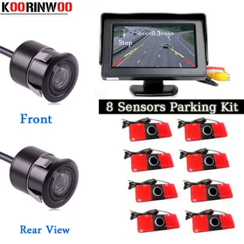 

Koorinwoo Parktronic Car Monitor Digital 800*480 Radar sensor System 8 Probe Alarm Front Camera Car Rear view Camera Parking