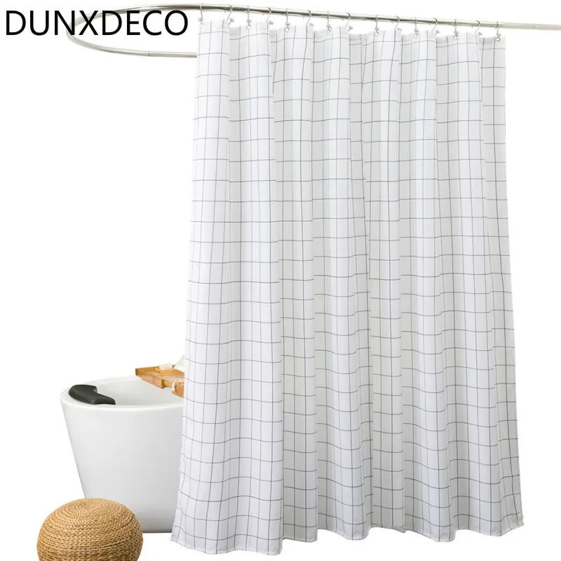 

DUNXDECO Shower Curtain Bathroom Waterproof Cortinas Nordic White Black Check Geometric Print Polyester Rideau Home Decor