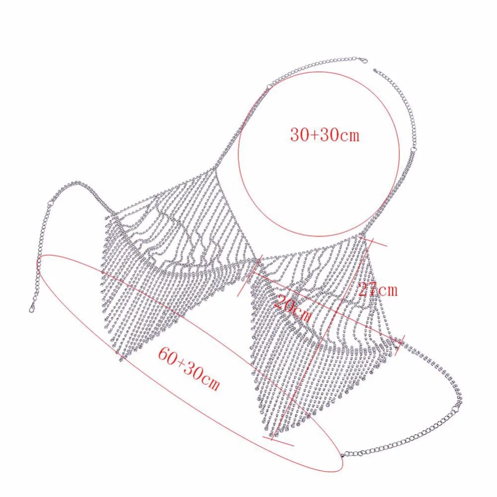 Роскошные хрустальные стразы с кисточкой цепь тела жгут раба ожерелье пляж бюстгальтер ювелирные изделия#241363