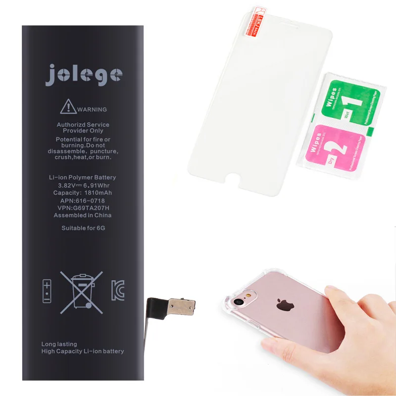 Jolege для iPhone 6 Чехол прозрачный + 6g батареи защитное стекло Защита экрана
