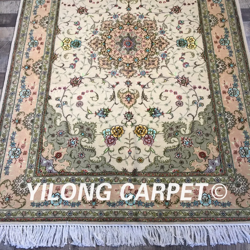Yilong 4 'x 6' персидский дизайн удобный шерстяной шелковый ковер ручной работы
