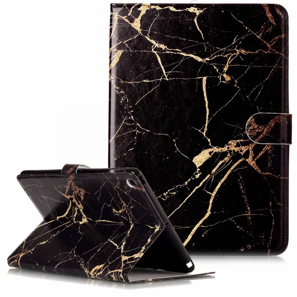 

Print Coque Case Marble Buckle Flip Stand TPU + PU Leather Skin Funda Capa Cover For Apple iPad 9.7 2018 2017 Generation Tablet