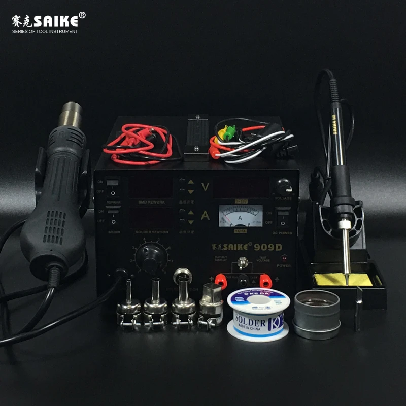 Фото SAIKE 909D 3 в 1 паяльная станция с горячим воздухом Регулируемый источник питания SAIKE 909D 3 в 1 паяльная станция с горячим воздухом Регулируемый источник питания
