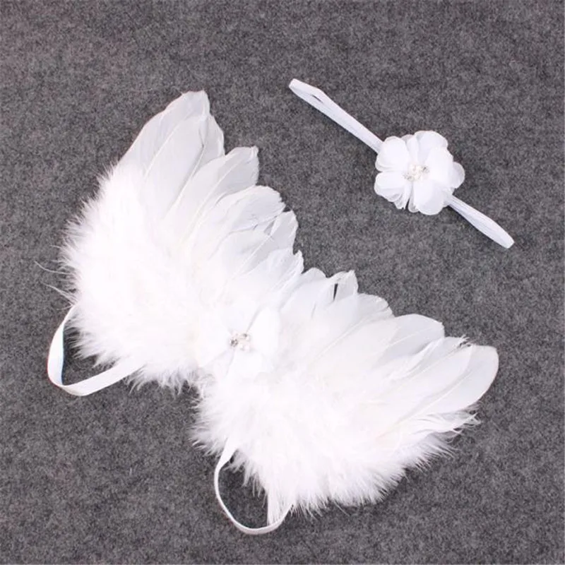 

Angel Feather Wings Lovely Girl Pearl Diamond Headband Hair Head Bands Photo Shoot Props Accessories For Newborns Hairband