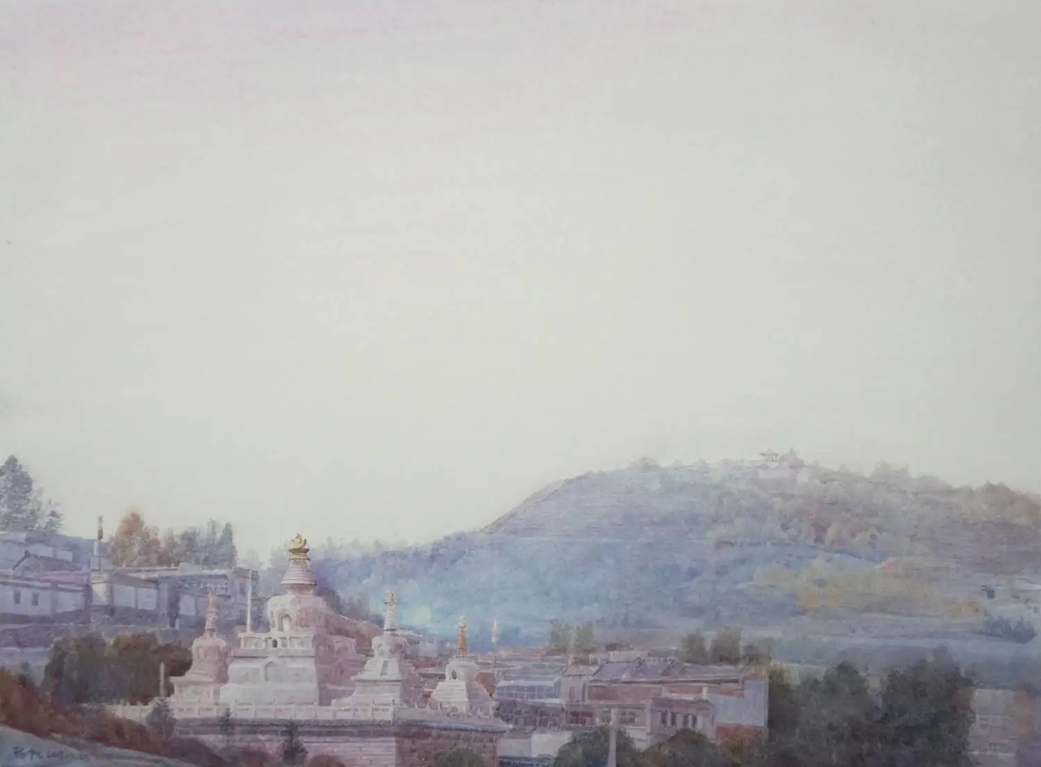 

Chinese Artist Yang Fan's Work "Pureland" Watercolor Painting 53*73cm Drawing Art Decor Wall Pictures for Living Room Poster