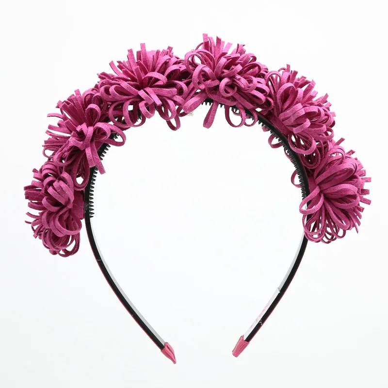 

2018 fashion suede tessal flower full head hairband children fashion hair accessories plastic band with gripes teeth