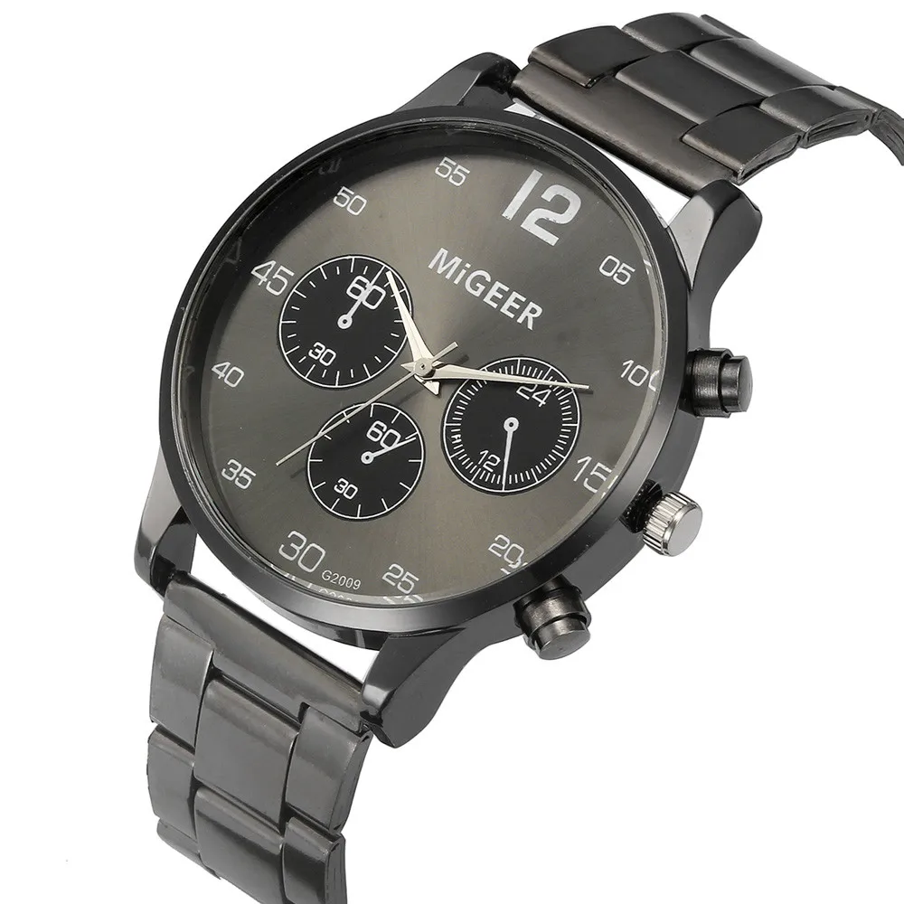 Aimecor мужские хрустальные Аналоговые кварцевые наручные часы из нержавеющей стали браслет модные мужские деловые часы черный белый