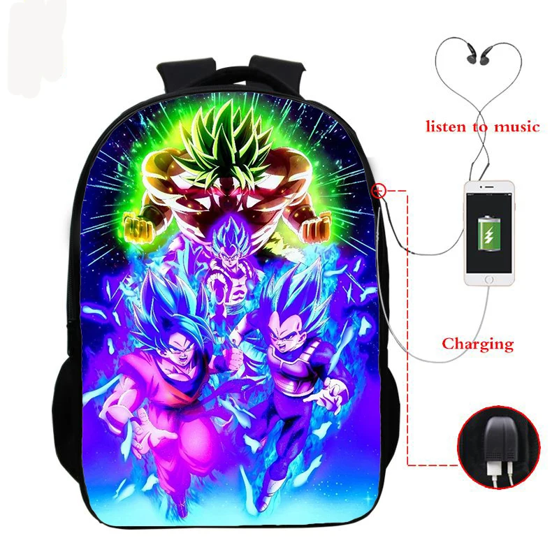 Аниме-рюкзаки DRAGON BALL Супер школьный рюкзак для мальчиков и девочек GOKU школьная сумка для детей рюкзак зарядка через Usb рюкзаки - Цвет: Funny Backpack