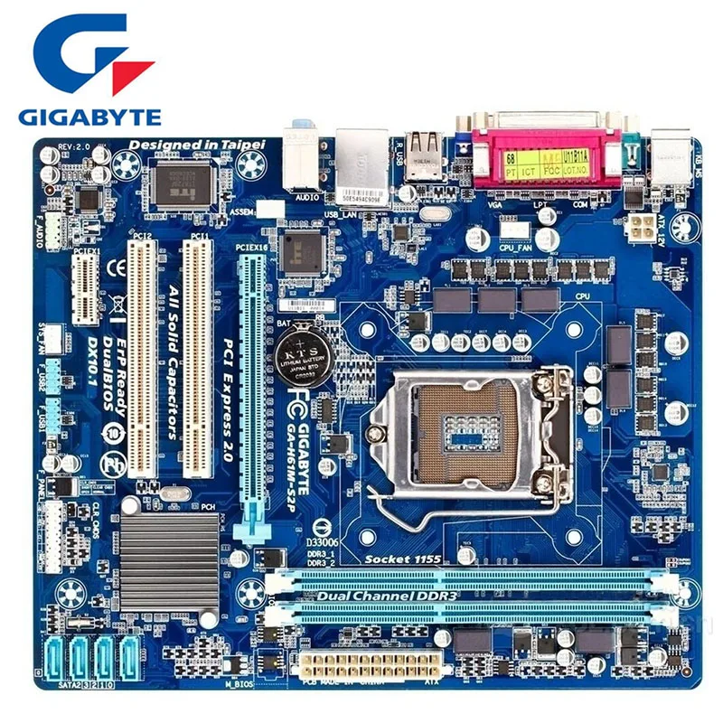 original Used Desktop motherboard For Gigabyte GA-H61M-S2P H61 Support LGA 1155 Maximum DDR3 16GB 4*SATAII Micro ATX gigabyte ga h61m s1 micro atx lga 1155 ddr3 motherboard blue silver
