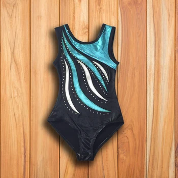 

Kids Child Rhythmic Gymnastics Leotard For Girls Shiny Metallic Rhinestone