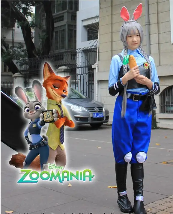 

Zootopia Cosplay Costume Judy Hopps Outfits With Free Wig and Ear