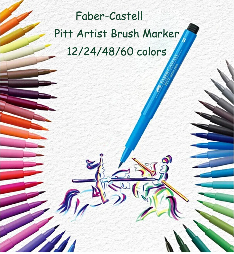 Faber Castell Pitt ручки художника кисть B студия коробка 12 24 48 60 на акварельной основе мягкие маркеры каллиграфии