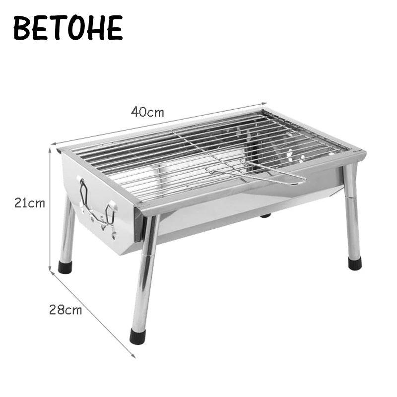 

40x28x21cm BBQ Barbecue Grill Stainless Steel Folding Portable Charcoal Stove Camp Outdoor Foldable Safe Healthy Solid Support