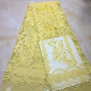 

Beautiful African Lace Fabric With Pure Sequins 2019 High Quality Sequin Lace Fabric Latest Yellow Nigerian Sequin Fabric