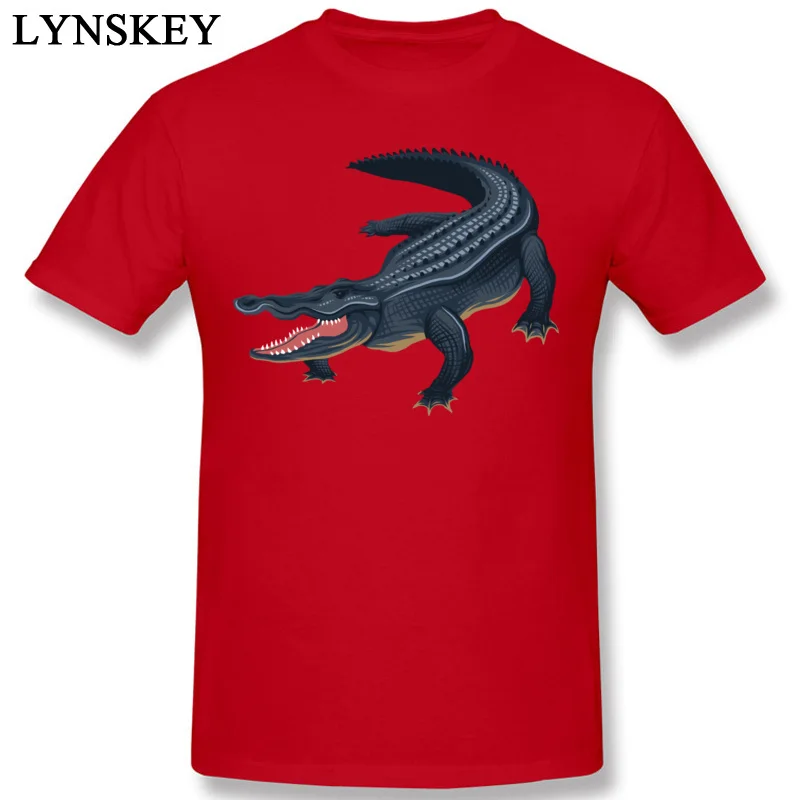 Printed On Tops Tees for Men Cheap Autumn Round Neck 100% Cotton Short Sleeve T Shirts crocodile Crazy Tee-Shirts Top Quality red