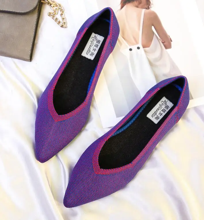 Популярные дизайнерские разноцветные туфли без задника с острым носком в римском стиле; женские тонкие туфли; туфли из микрофибры на плоской подошве; femme; женские мокасины; размеры 34-44 - Цвет: Фиолетовый