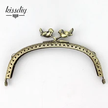 KISSDIY 10 unids/lote 12,5 cm hebilla de pájaro Metal monedero marco Vintage manija Bronce Antiguo en relieve kiss cierre DIY bolsa Accesorios