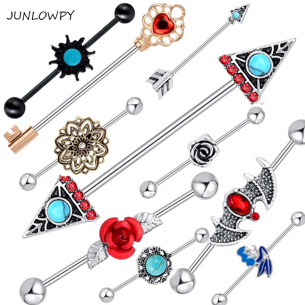 Hot Junlowpy Barbell Earring Tribal Arrow Cartilage Junlowpy Barbell Earring Tribal Arrow Cartilage Piercing 14g Stainless Steel Lotus Long Helix Ear Body Jewelry