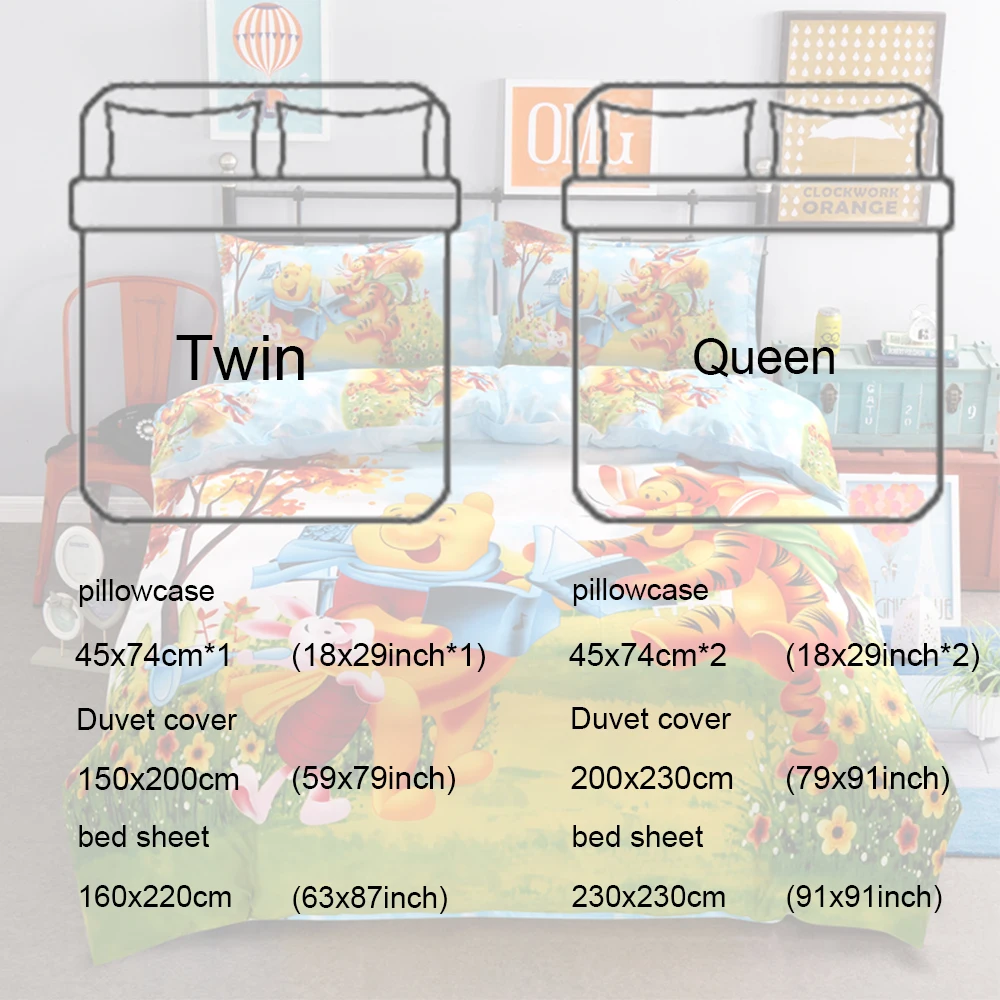 Набор постельного белья с изображением медведя Винни, поросенок тигр, одеяло, набор постельного белья, пододеяльник, простыня, наволочка, набор постельного белья для девочек