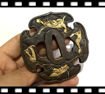 

Japan samurai sword accessories copper Katana tsuba @24-Dragon Design