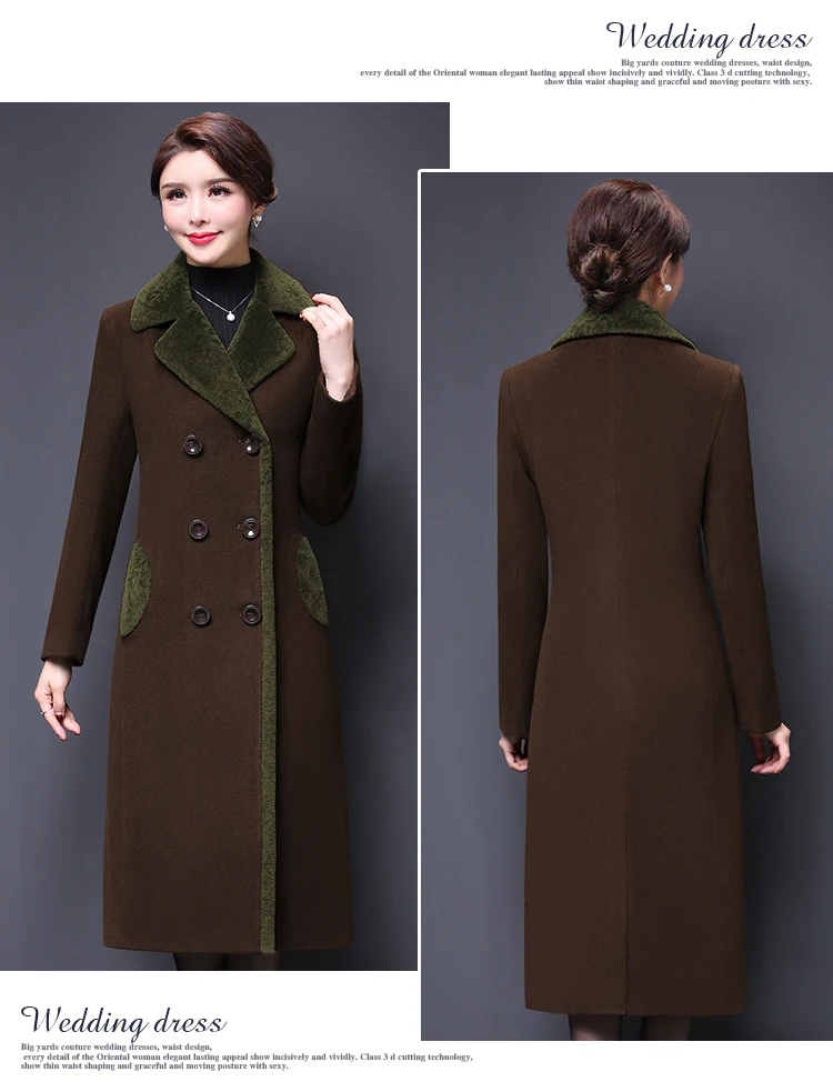 Middle Aged Women Winter Long Wool Coats And Jackets For Female 2018 Elegant Overcoats Wool Outwear Jacket Button Pocket AS071 (26)