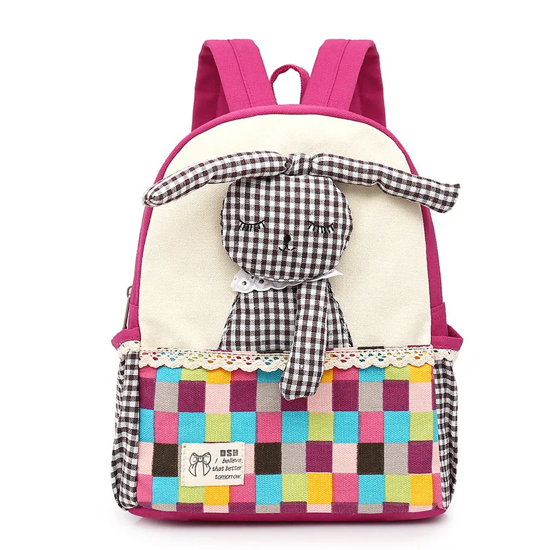 Детский сад 3d Кролик школьный рюкзак для детей с рисунками из мультфильмов в стиле пэчворк для девочек ткань Mochila модная детская школьная сумка рюкзак