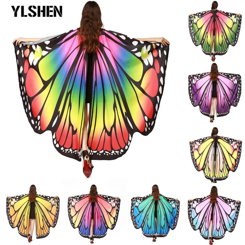 Women Butterfly Wings cosplay costume Pashmina Shawl Scarf Nymph Pixie Poncho Accessory