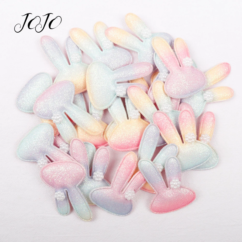 

JOJO BOWS 10pcs Glitter Patches Shiny Gradient Rabbits Apparel Sewing Patchwork DIY Hair Bow Accessories Home Textile Decoration