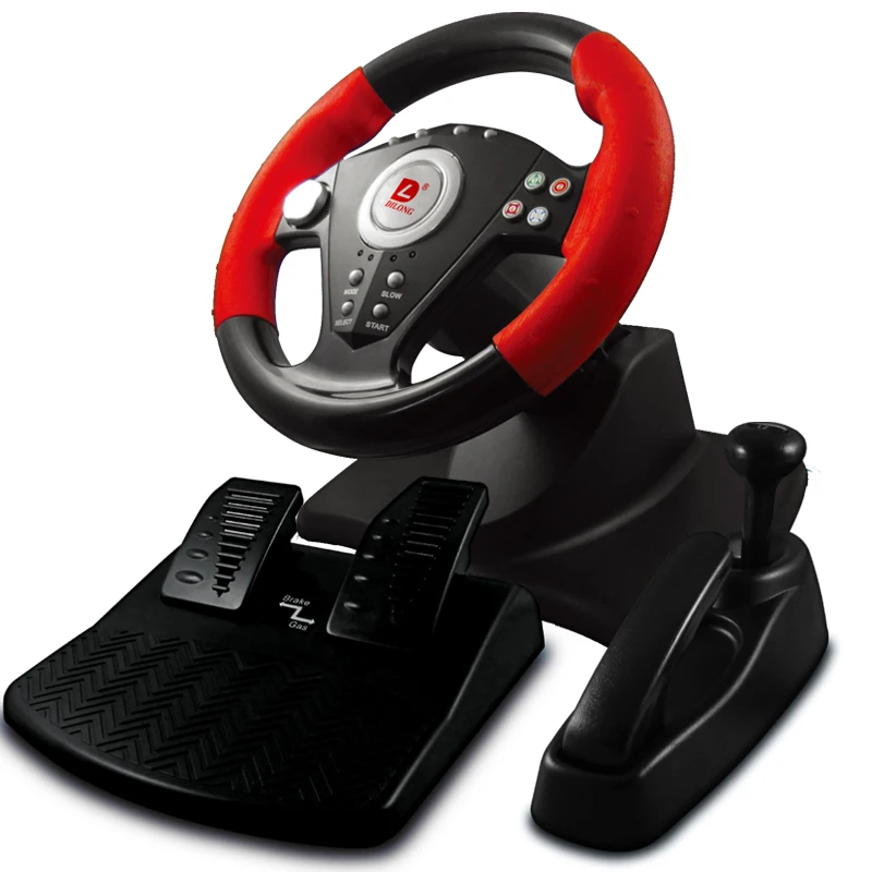 PC game hardware racing steering wheels & pedals with hand brake / gear