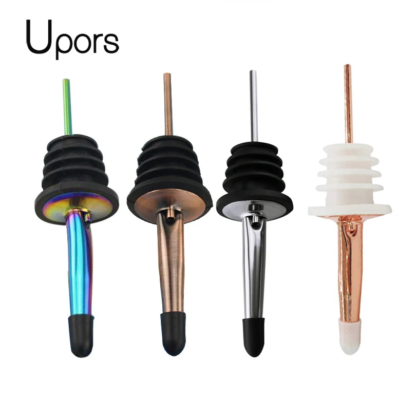

UPORS Wine Pourer 2Pcs Stainless Steel Alcohol Liquor Spouts Bottle Dispenser Wine Bottle Stopper with Cap Wine Accessories